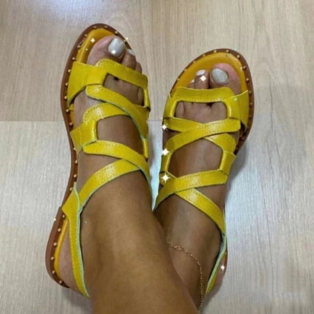 Zapatos de verano para mujer, zapatos casuales para mujer, sandalias romanas planas con punta abierta Wmkox8yii nm7724