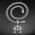 thumbnail image 3 of Men Women Hip Hop Three Crosses Pendant Necklace 13mm Crystal Cuban Chain HipHop Iced Out Bling Necklaces Fashion Charm Jewelry, 3 of 9