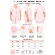 Moa Collection Womens Plus Size Short Sleeves Draped Open Front Solid Cardigan