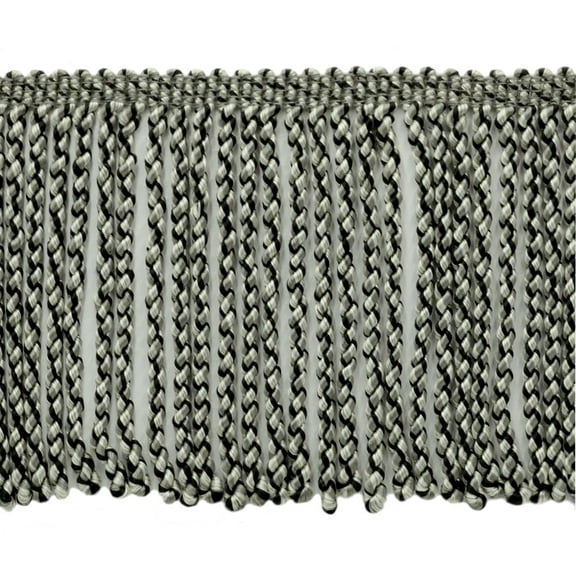 6 Inch Long|Black, Med Grey, White Bullion Fringe Trim|Style# BFS6|Color: PR23 - Tuxedo|Sold By the Yard