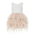 thumbnail image 2 of Ekidsbridal Girl Flower Girl Dress - Backless Lace Tiered Tulle Knee Length LG6-A (Size: S-8), 2 of 3