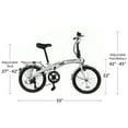 thumbnail image 3 of Xspec  20" 7 Speed Folding Compact City Commuter Bike, White (NOT An Electric, 3 of 11