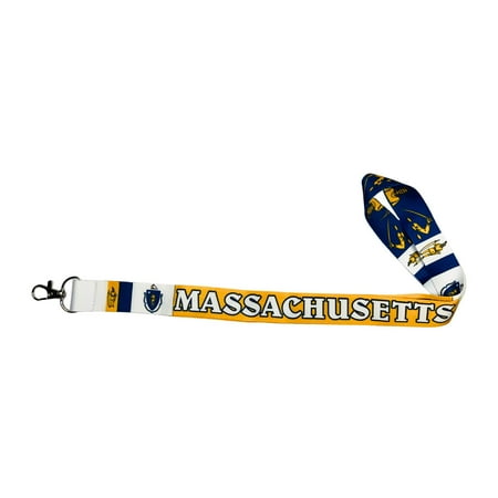 Lanyard - State Flag Massachusetts - USA - L091 | ID Badge Holder Strap, Travel Souvenir, Lightweight Everyday Accessory, Neck Strap, Event Accessory