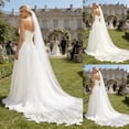 thumbnail image 2 of Elegant Lace Embroidered Headpiece for Bridal Wear with Cathedral Length Wedding Accessory, 2 of 7