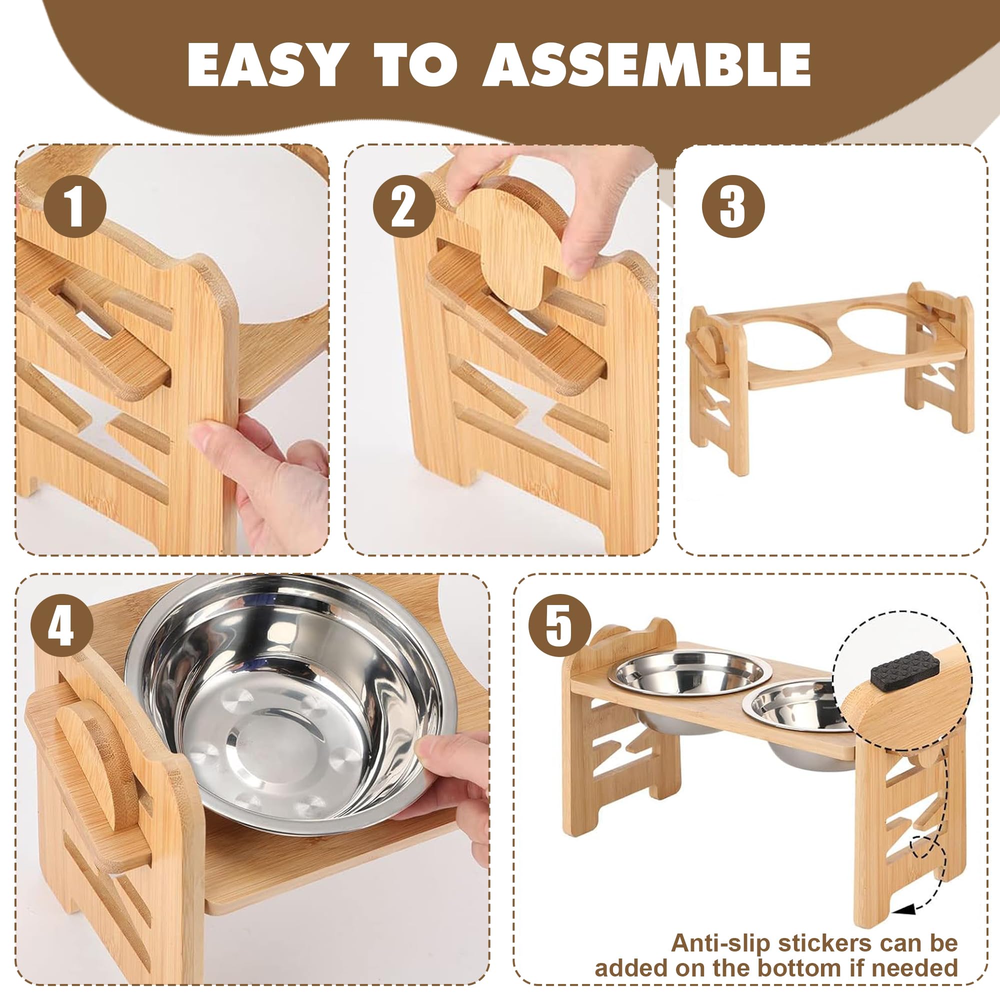 TIJITY Elevated Dog Bowls, Adjustable Raised Stand with 2 Stainless Steel Bowls photo 5