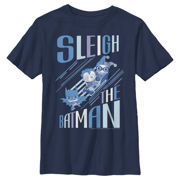 Boy's Batman Christmas Sleigh the Hero  Graphic Tee Navy Blue X Large