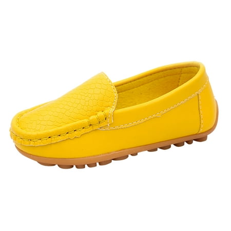 

Fimkaul Boys Sneakers Little Soft Slip On Loafers Dress Flat Boat Casual Girls Shoes Yellow