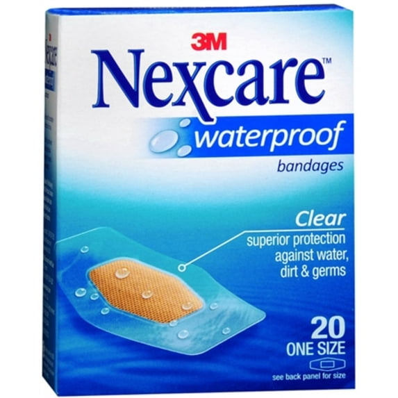 Nexcare Waterproof Clear Bandages One Size 20 Each (Pack of 3)