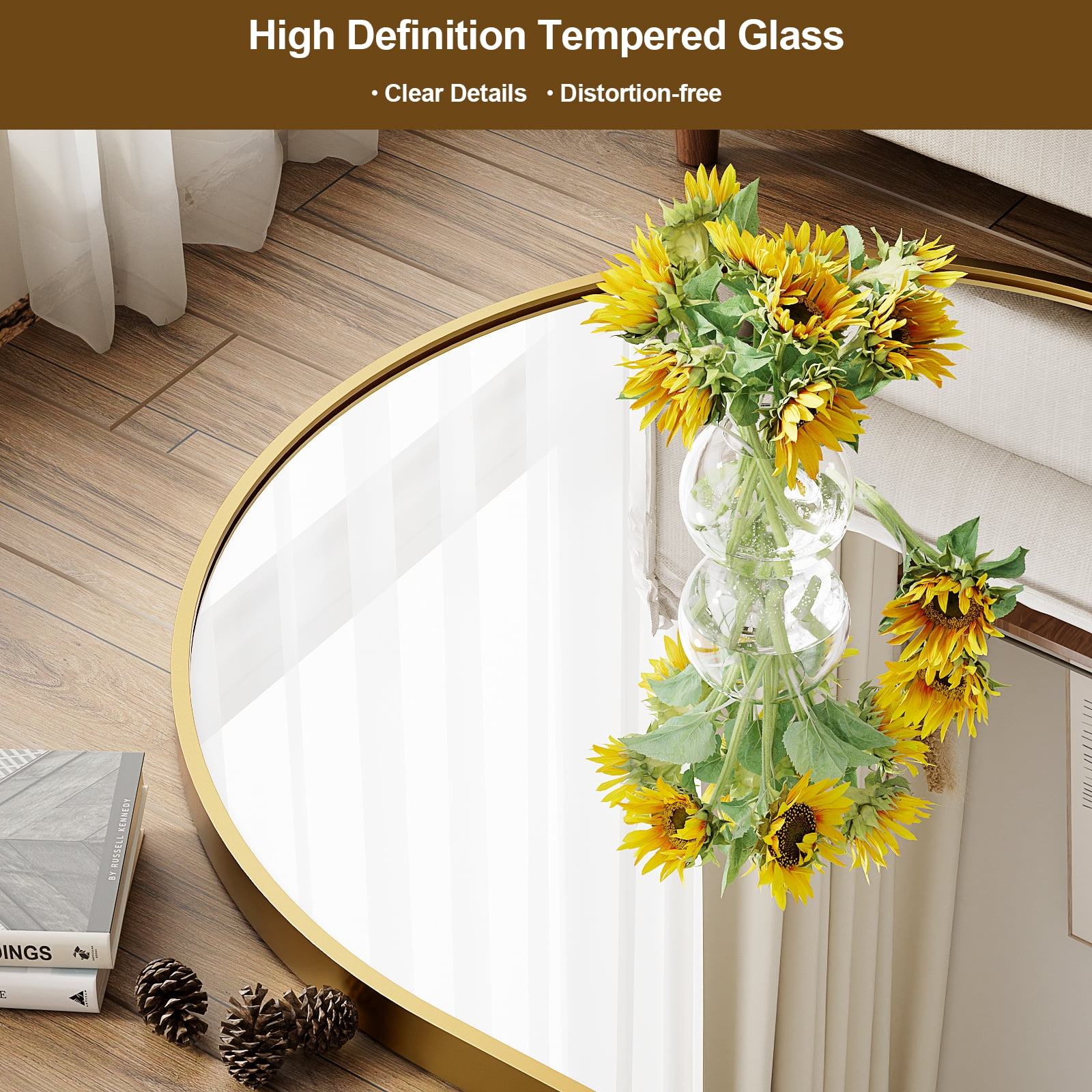Cenovo 78"x 38" Arched Full Length Mirror Full Body Floor Mirrors, Gold