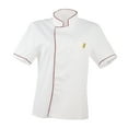 thumbnail image 3 of 2pieces Men Women Chef Unisex Short Sleeve Jacket Kitchen Coat Visible Button, 3 of 8