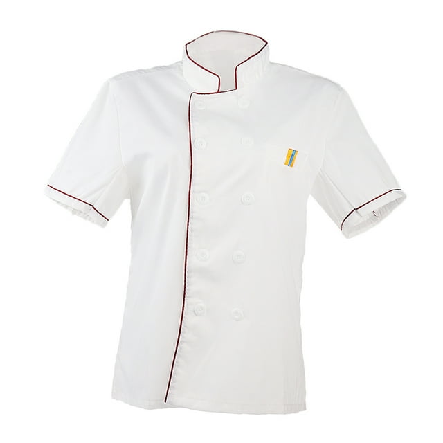 Durable Adult Men Short Sleeve Cotton Chef Coat Uniform Jacket Chef Wear Apparel L