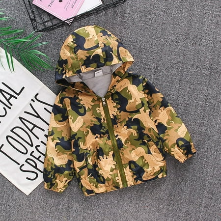 

RPVATI Child Children Kids Hooded Pockets Jacket Cartoon Printed Jacket Warm Zip Up Long Sleeve Outerwear 3Y-8Y