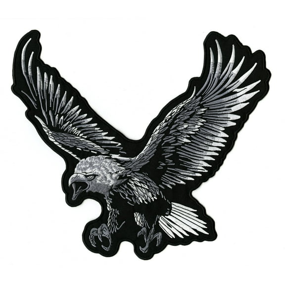 Silver Eagle Patch 9.5" | Freedom Patriotic | Embroidered Iron On | Large - by Nixon Thread Co.