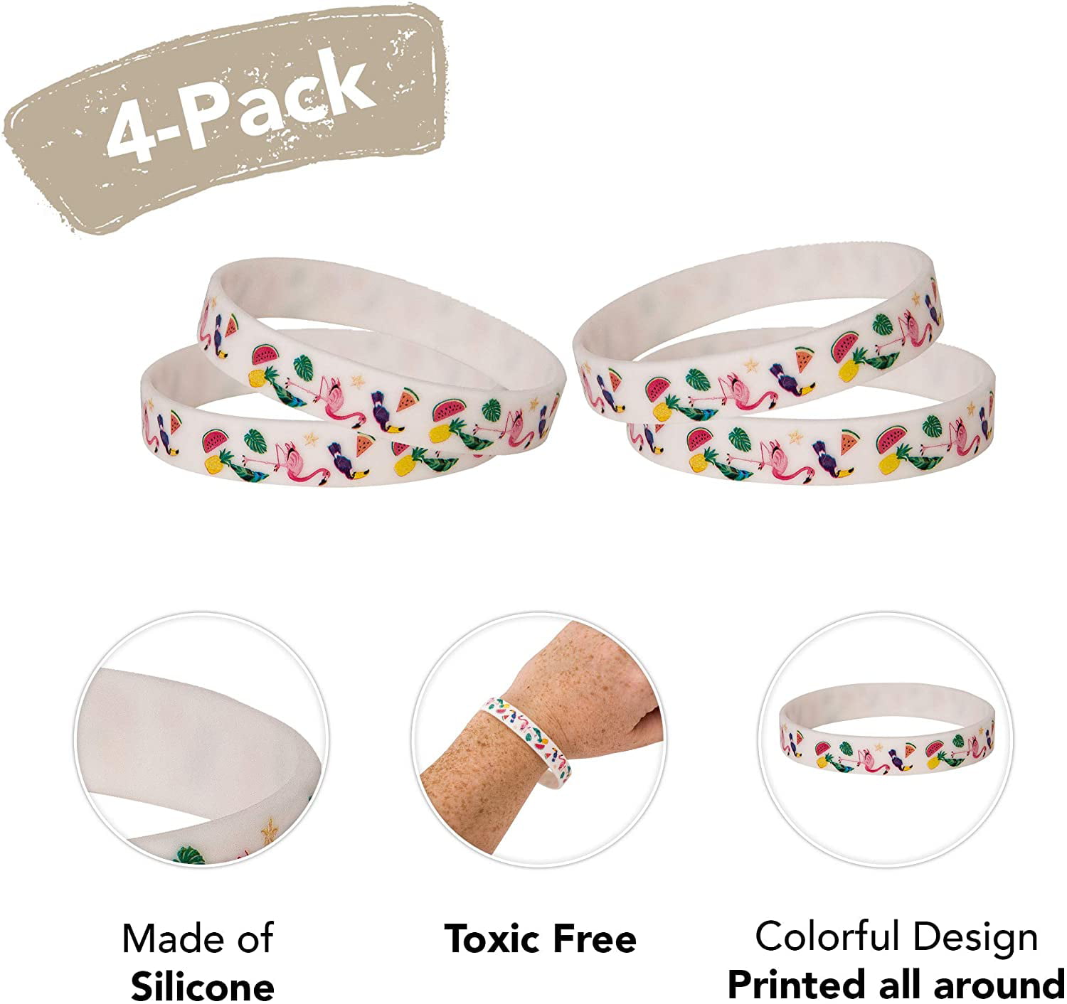 Pony Silicone Bracelet 4-Pack Birthday Party Favors Supplies Kids Boy Girl Desert Cactus
