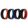 thumbnail image 1 of Juego de anillos de boda de silicona de 2 capas biselados de 8 mm Negro ROQ para hombres Anillo 4 x 15 mm, 1 of 1