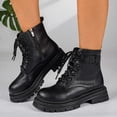 thumbnail image 7 of WAVSUF Women's Platform Moto Boots Arch Support Closed Toe Wide Width Fall Daily Office Boots Black 6, 7 of 7