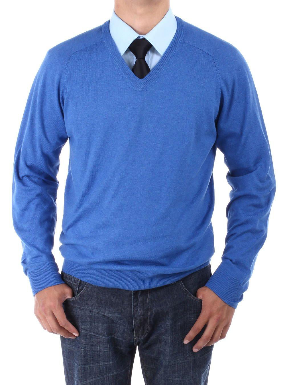 Mens Royal Blue Sweater Luciano Natazzi Pullover V-Neck - Walmart.com