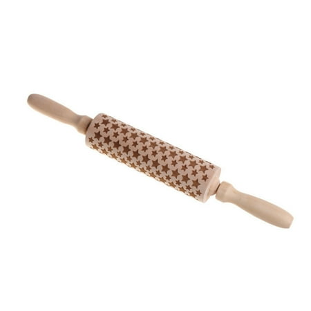 

3D Christmas Embossing Wood Rolling Pin Multipurpose Christmas Pattern Rolling Pin For Baking Embossed Cookies A