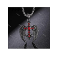 thumbnail image 4 of Collar Dije Con Grande Alas Ángel Cruz Fundir Acero Colgante Xtellar Plateado, 4 of 4