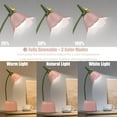 thumbnail image 3 of LWHAO LED Desk Lamp for Study Touch Dimmable Flexible Gooseneck Tulip Reading Lamp Cordless USB Rechargeable Flower Table Lamp Eye Protection Night Light for Kids with Pen Holder, 3 of 7