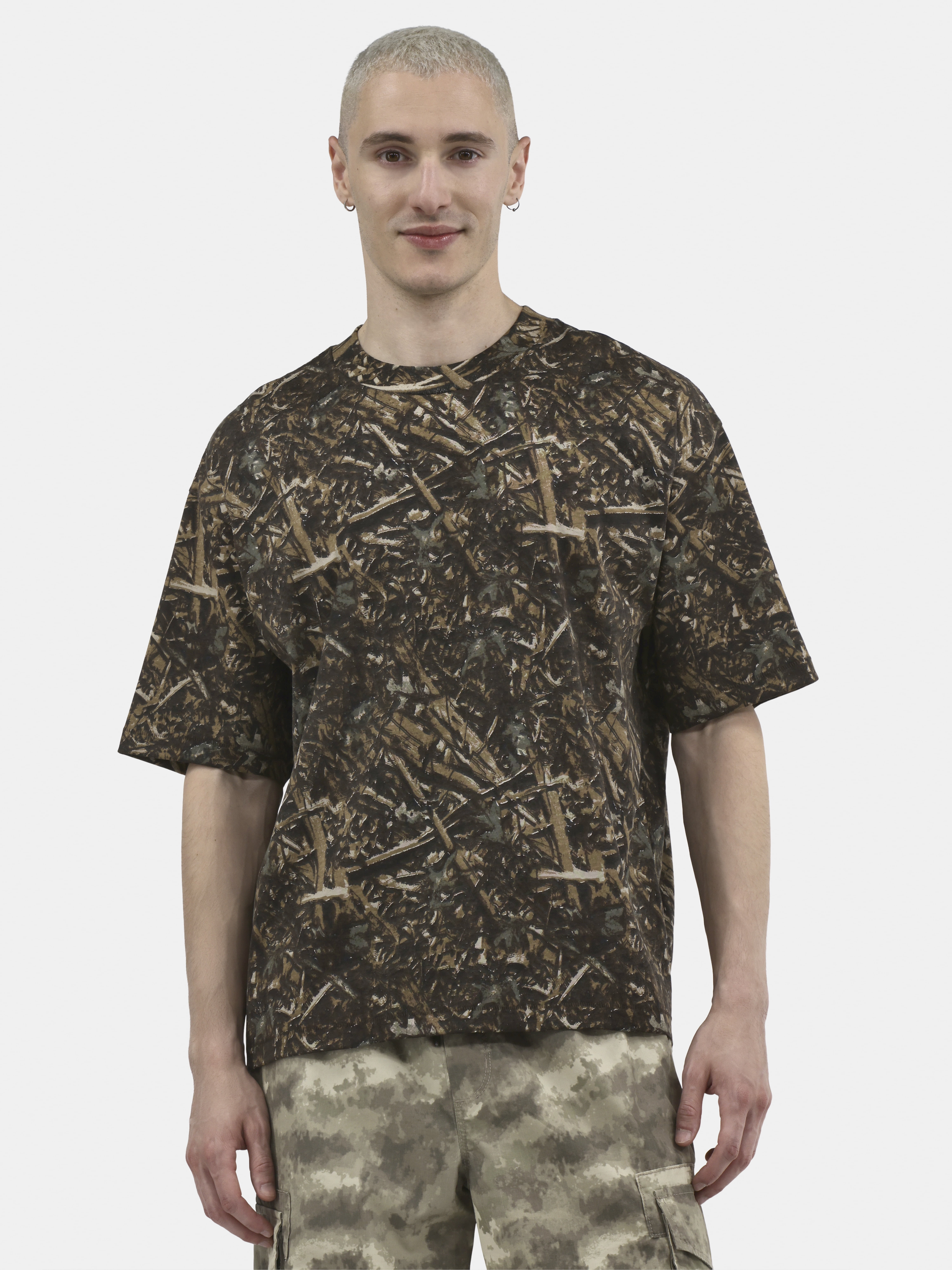 No Boundaries Cotton Oversized Cropped Tee with Short Sleeves, 2-Pack, Men's and Big Men's XS-5XL