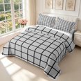 thumbnail image 3 of Manfei Geometric Check Quilt Full,Modern Checkered Full Bedspread Sets,Gray Black,3 Pieces,1 Coverlet and 2 Pillowcases, 3 of 7