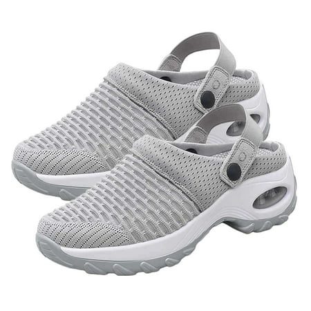 

huanledash Casual Women Sandals Round Toe Anti Slip Platform Thick Heels Breathable Shoes Slippers for Summer