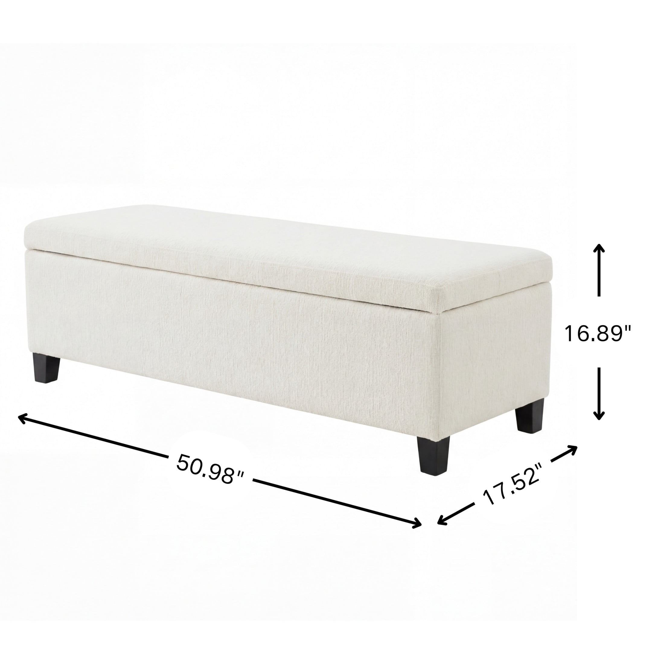 Christopher Knight Home Storage Ottoman Bench with Rubberwood Legs, Lift-Top Design, White