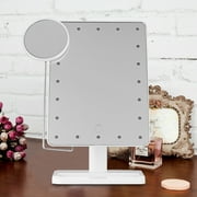 Ovonni 10X Magnifier Adjustable Spot Mirror LED Lighted Makeup Mirror Touch Portable 20 LEDs Make-up Cosmetic Vanity Tabletop,White