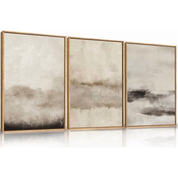 Large Abstract Framed Canvas Wall Art Set,Minimalist Beige Gray Pastel Watercolor Wall Decor,Modern Illustration Neutral Art Painting for Living Room,Bedroom,Dining Room,Office -16"x24"x3