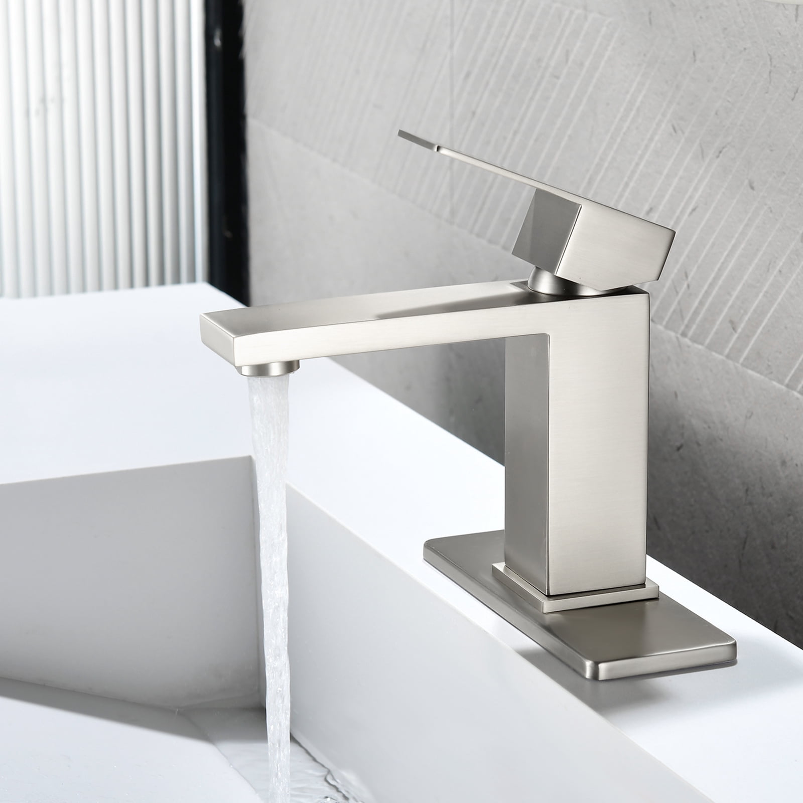 Cobbe Single-Handle Bathroom Sink Faucet for Vanity Single-Hole Installation Basin Faucet with Pop-Up Drain Brushed Nickel