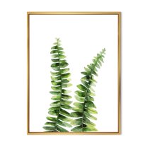 Designart 'Fern Plant Leaves Detail V' Tropical Framed Canvas Wall Art Print
