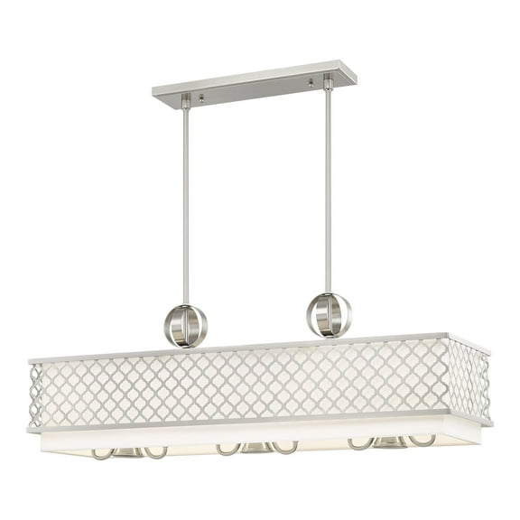 Livex Lighting Arabesque 9 Light Linear Chandelier in Brushed Nickel