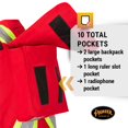 thumbnail image 4 of Pioneer 100% Cotton Hi Vis Surveyor's Safety Vest for Construction - Reflective Tape - 10 Pockets - Class 1 - Red, 4 of 9