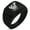 Black, variant on Stainless Steel Yata Crow Kamon Crest Geometric Pattern Step-Down Biker Style Polished Ring