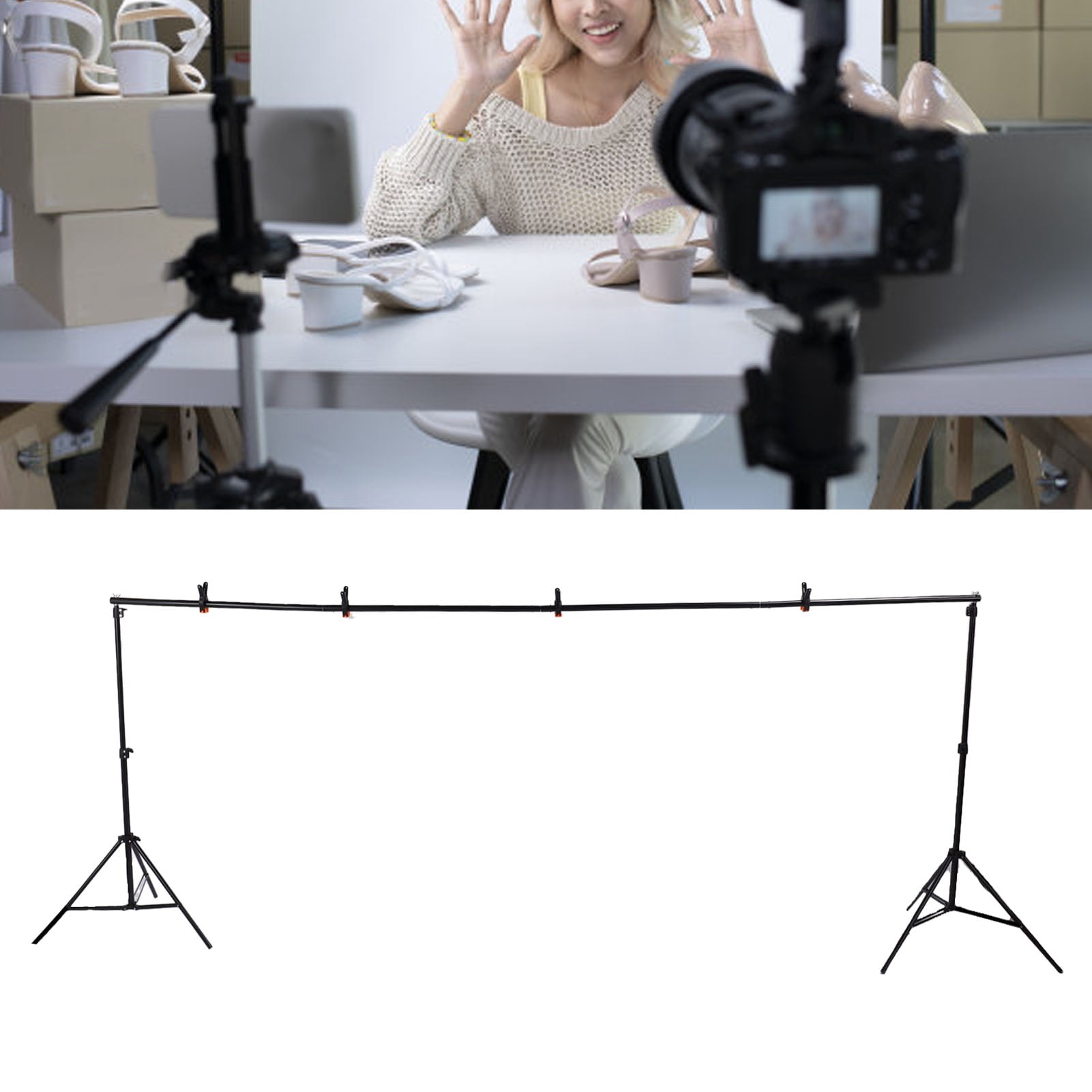 Kit de Support de Toile de Fond pour Photos 2x3m Détachable pour Studio de Photos en Direct