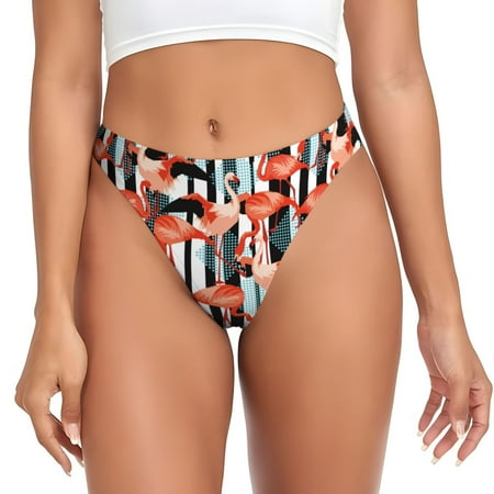 Sigee Cool Flamingo for Women s G-String Panty  Low Rise  Soft Lace Perfect for Everyday Wear or Special Occasions-X-Small