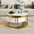 White Modern Round Nesting Coffee Table with Convenient Drawers for