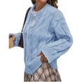 thumbnail image 2 of Long Sleeve Button Down Women Solid Casual Cable Knit Cardigan Coat, 2 of 5