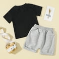 thumbnail image 3 of Gerichy Toddler Kids Baby Boy Summer Outfits Letter Print Shorts Sleeve Tops Pants Clothes Sets Kids Boys Tops and Elastic Waistband Shorts Pants Tracksuit, 3 of 6