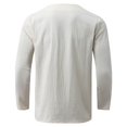 thumbnail image 4 of TrendOFT Mens Cotton Linen Henley Shirts Long Sleeve Hippie Casual Solid Beach T-Shirts Beige L, 4 of 7
