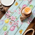 thumbnail image 3 of Easter Grey Bunny Table Runner 72 Inches, Spring Colorful Egg Flower Teal Wood Grain Bed Runner Dresser Scarves Tabletop for Indoor Outdoor Parties/Ceremony/Banquet, 13" x 72", 3 of 8