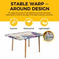 thumbnail image 4 of Blue Purple Flowers Table Cloths for 4 Foot Rectangle Tables, Spring Seasonal Botanical Florals Patio Waterproof Elastic Fitted Tablecloths, Washable Rectangular Table Cover for Camping, 4 of 8