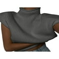 thumbnail image 5 of Haut Chandail Sans Manches à Col Roulé pour Femmes avec Coussinets d'Épaule, Gilet Tricoté à Larges Épaules, 5 of 5