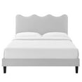 thumbnail image 6 of Platform Bed Frame, Full Size, Grey Gray, Velvet, Modern Contemporary, Bedroom Master Guest Suite Room, 6 of 12