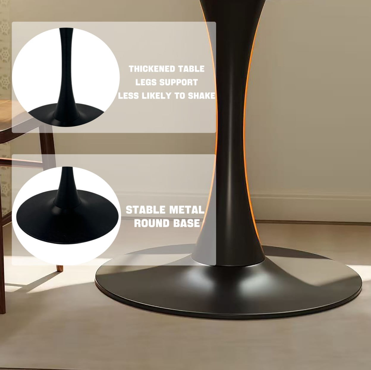 Square Dining Table, 27.6" Tulip Table with Metal Pedestal Base, Mid Century Modern Kitchen Table for 4, Small Space Bistro Table for Apartment, Living Room, Cafe, Natural