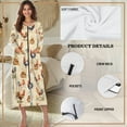 thumbnail image 6 of Yuyamidu Chicken Long Sleeve Robes for Women with Zipper Bathrobe Cock Spa Robe Comfy Crewneck Nightgown Ladies Sleep Dresses Mid Calf Length Robe Size 3XL, 6 of 7