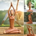 thumbnail image 3 of Wooden Yoga Pose Sculpture Abstract Yoga Meditation Statue Hand Carved Wood Fragrant Art Decoration for Living Room Galleries (Style A), 3 of 7