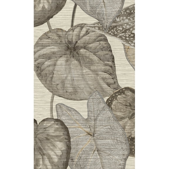 White & Grey Bold Tropical Leaves R8233