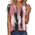 thumbnail image 5 of AUNVITO Women's Casual Fashion T-Shirt Short Sleeve V Neck with All-Over Print for Spring Summer, 5 of 6